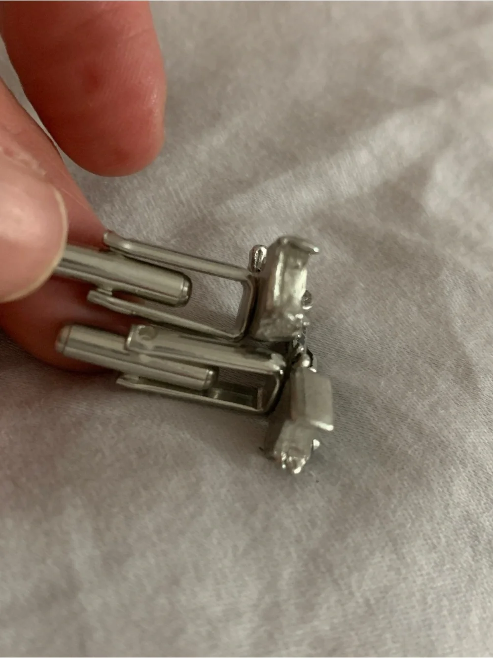 Vintage Stainless Silver TRAIN RR LOCOMOTIVE ENGINE Men's Cufflinks